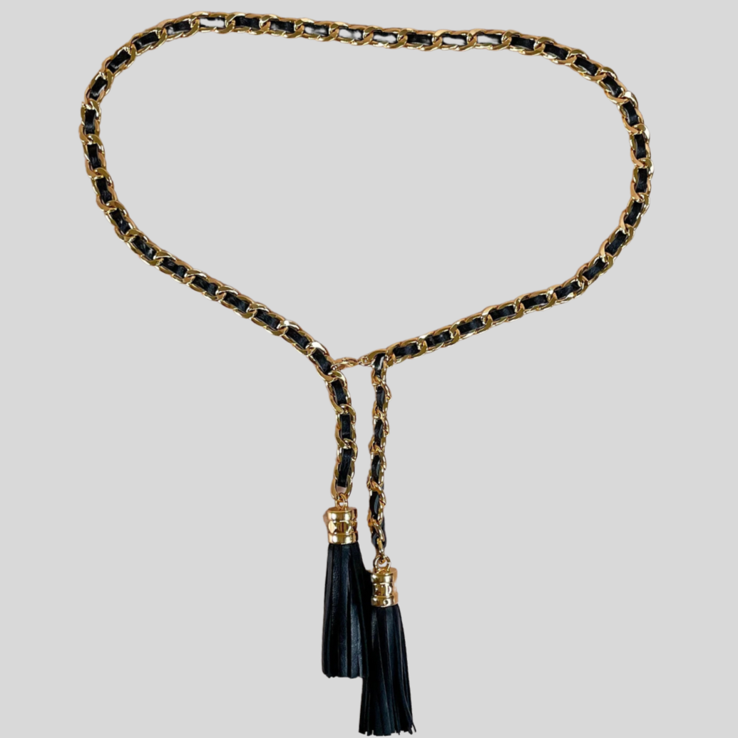 Leather Tassel And Chain  Belt