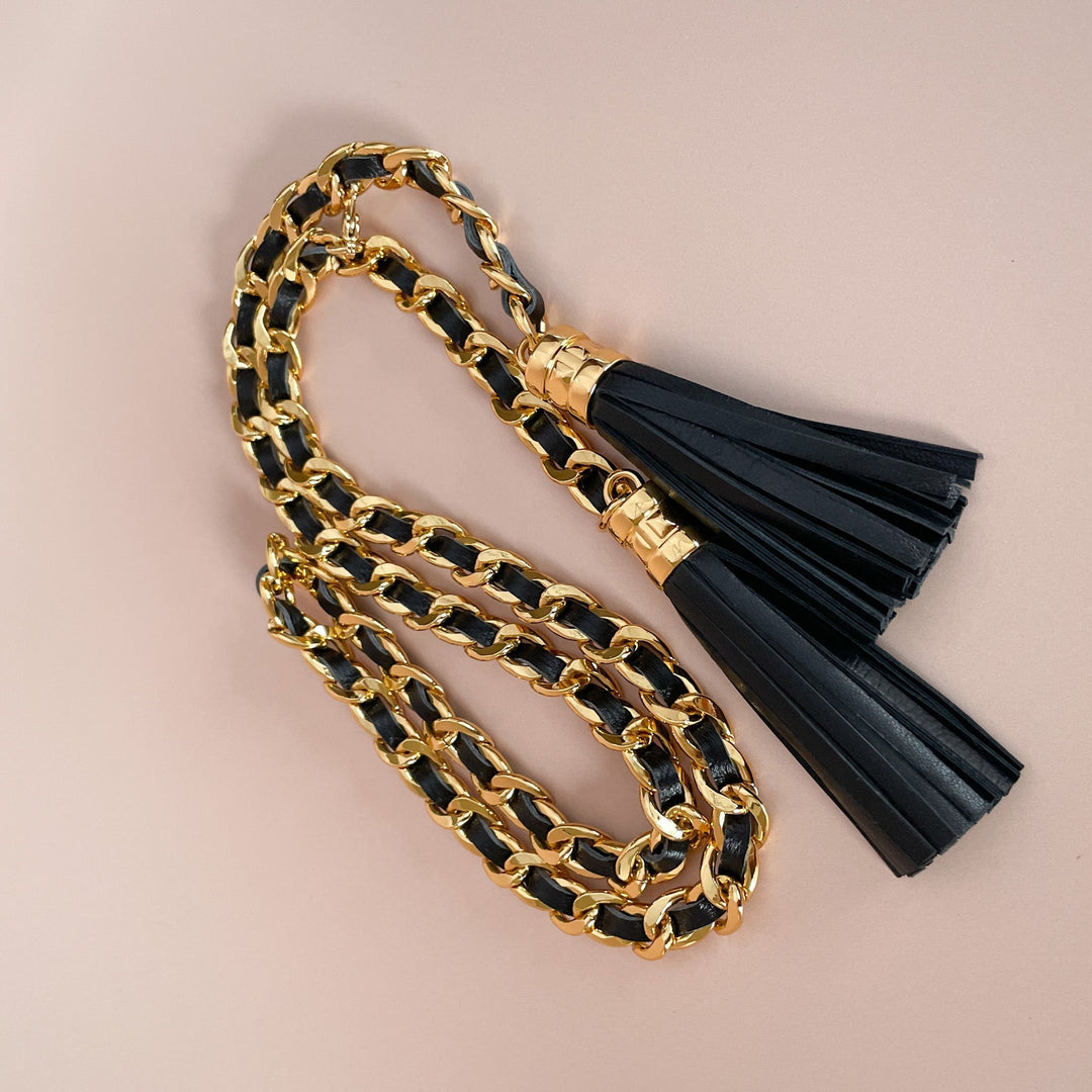 Leather Tassel And Chain  Belt