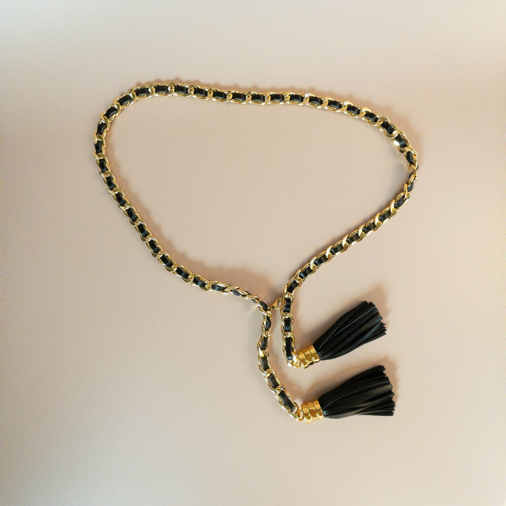 Leather Tassel And Chain  Belt