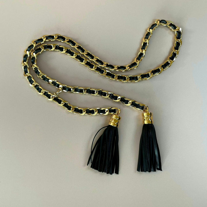 Leather Tassel And Chain  Belt