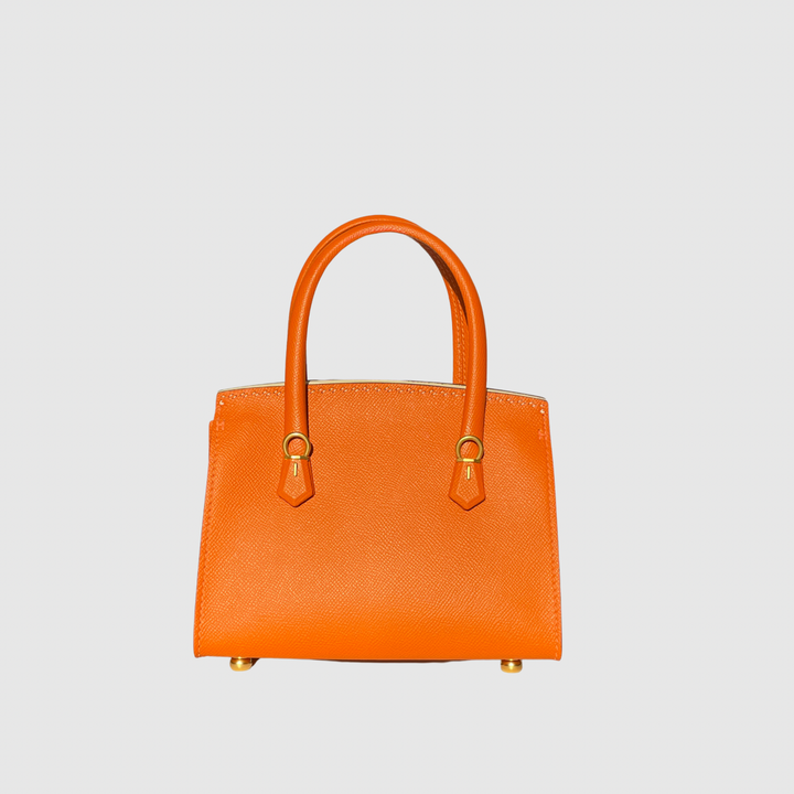 Orange Hand Sewn Epsom Leather Satchel Mini