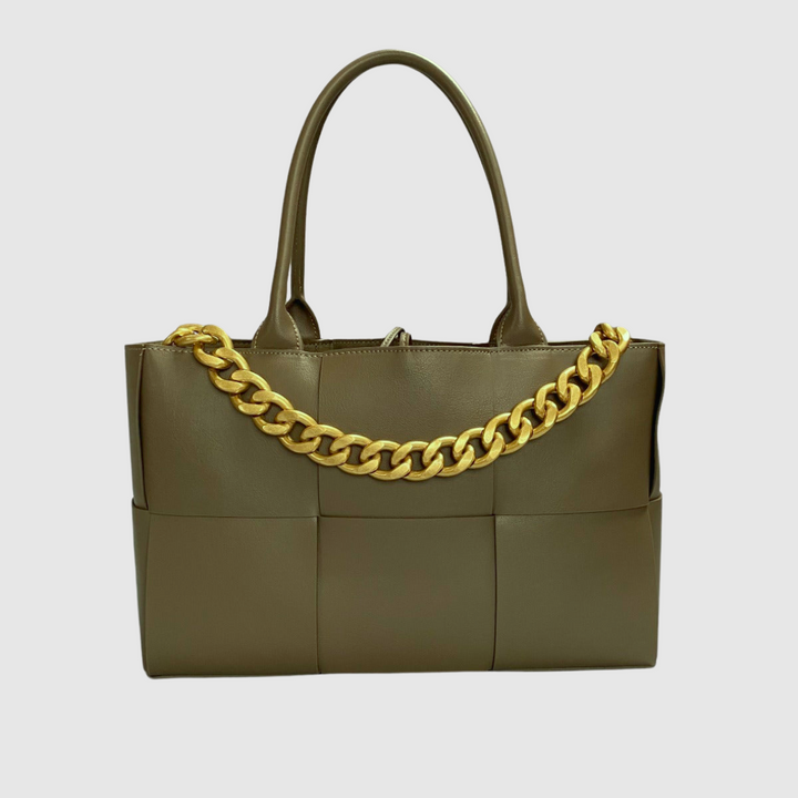Weaved Leather Chain Tote