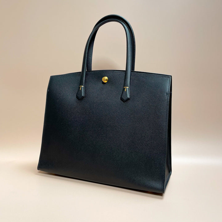 Black Epsom work bag tote hand stitched 