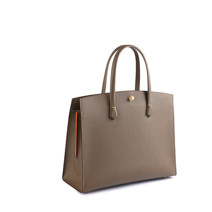 Taupe Epsom work bag tote hand stitched 