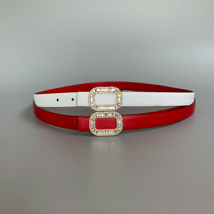 Crystal Reversible leather Belt