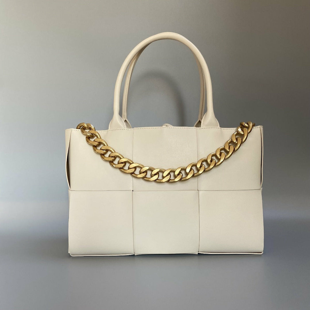 Weaved Leather Chain Tote