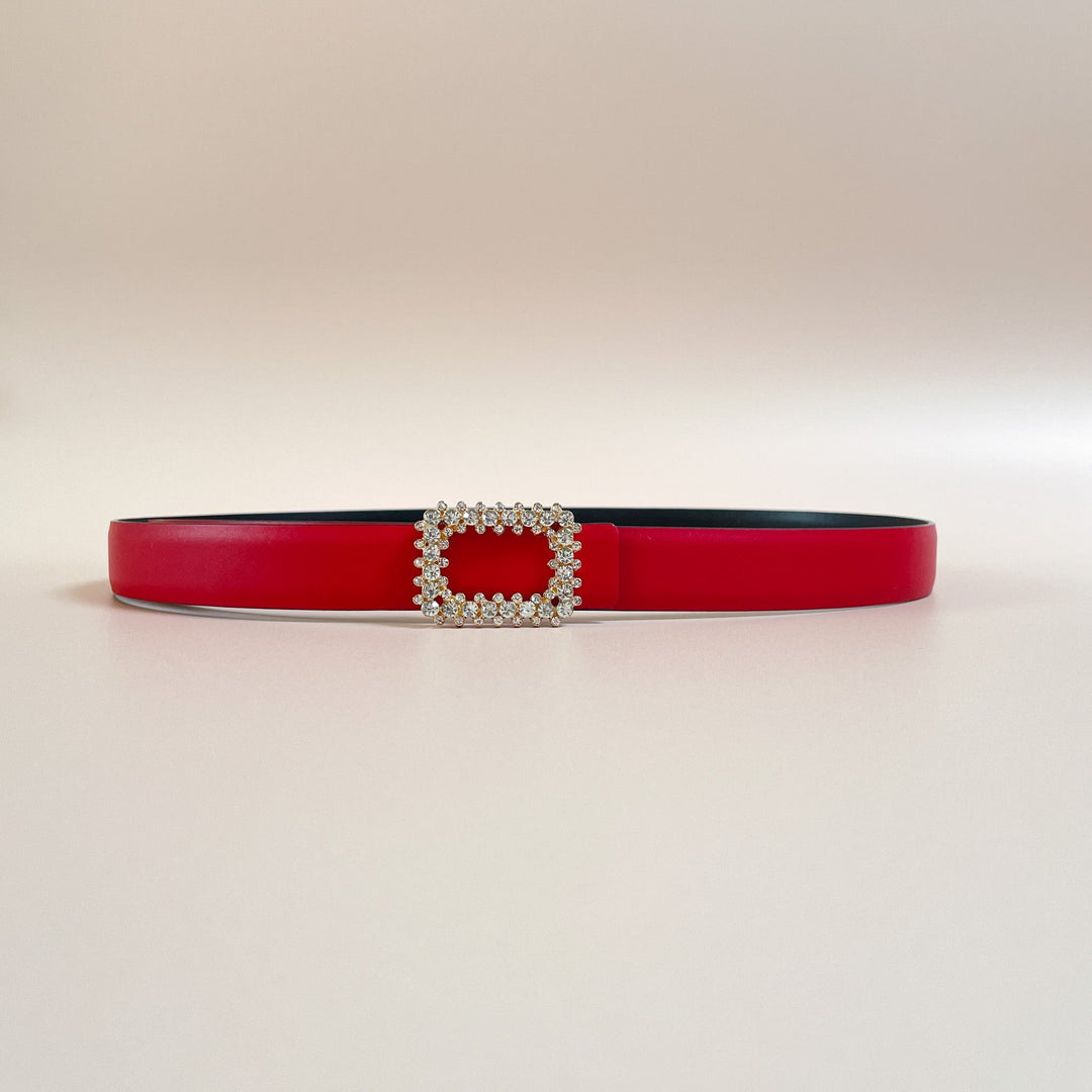 2.5CM CRYSTAL Smooth Leather Belt