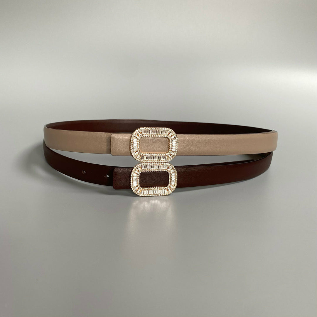 Crystal Reversible leather Belt