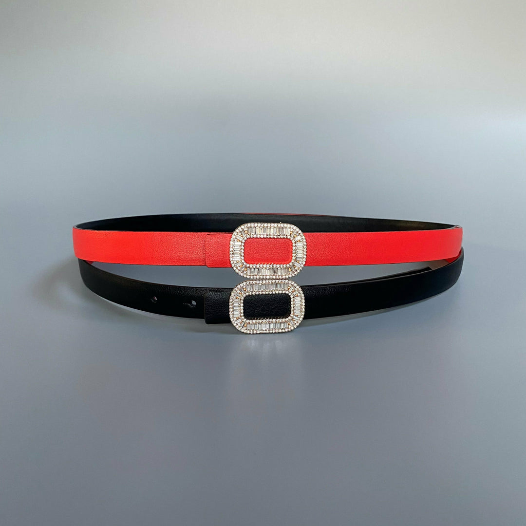 Crystal Reversible leather Belt