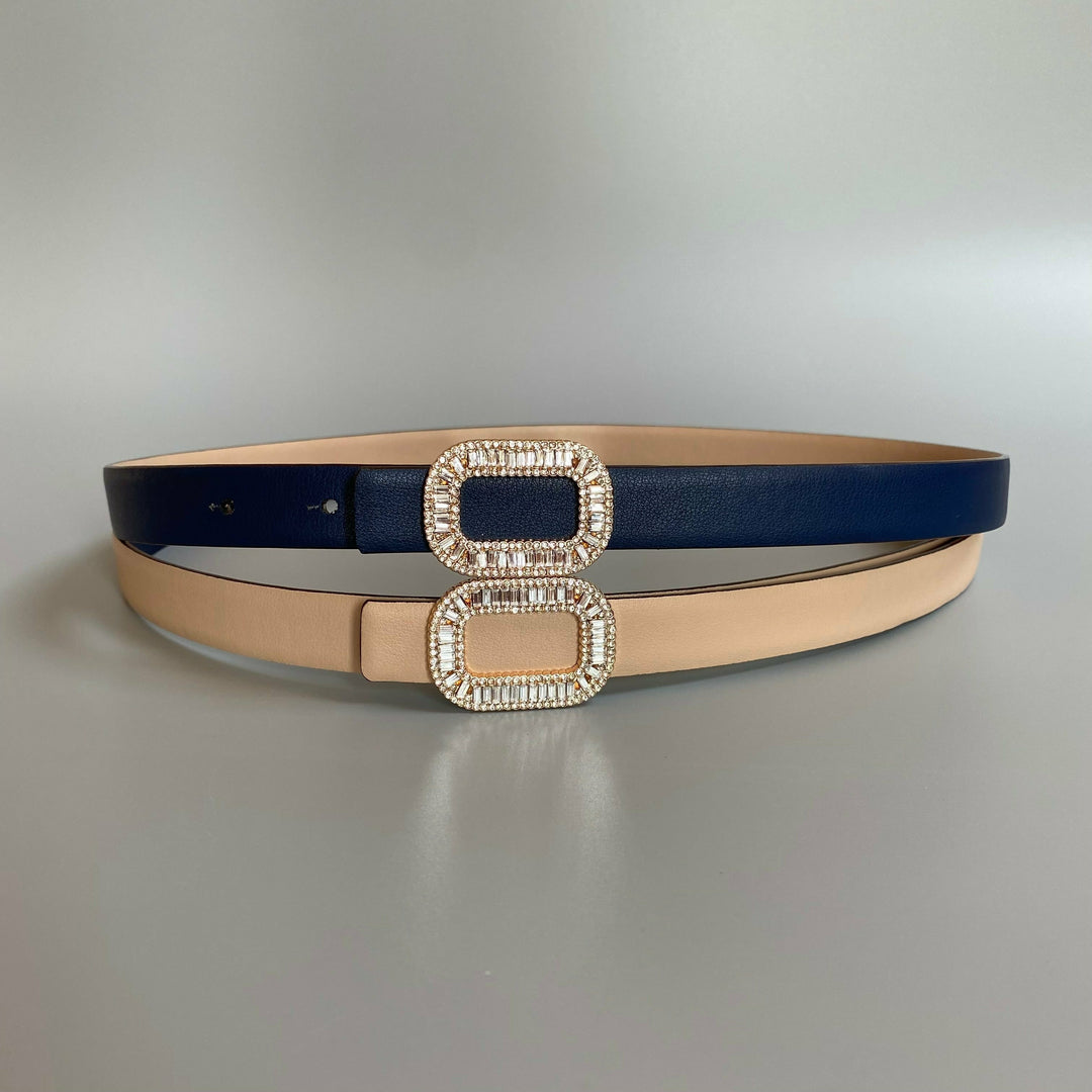 Crystal Reversible leather Belt