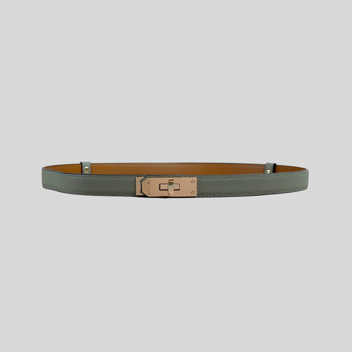 Embossed Leather Twist Lock Skinny Belt