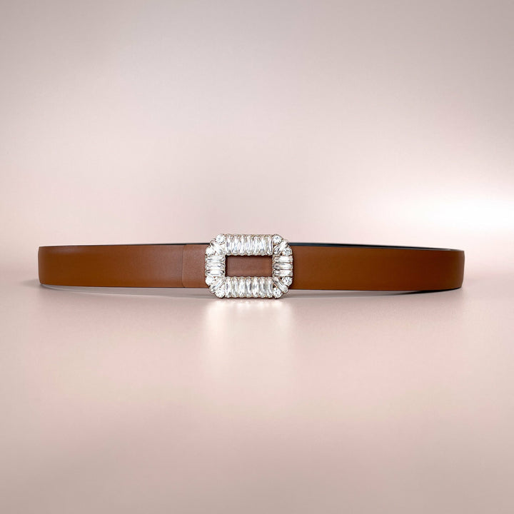 2.5CM STRASS Smooth Leather Interchangeable Belt