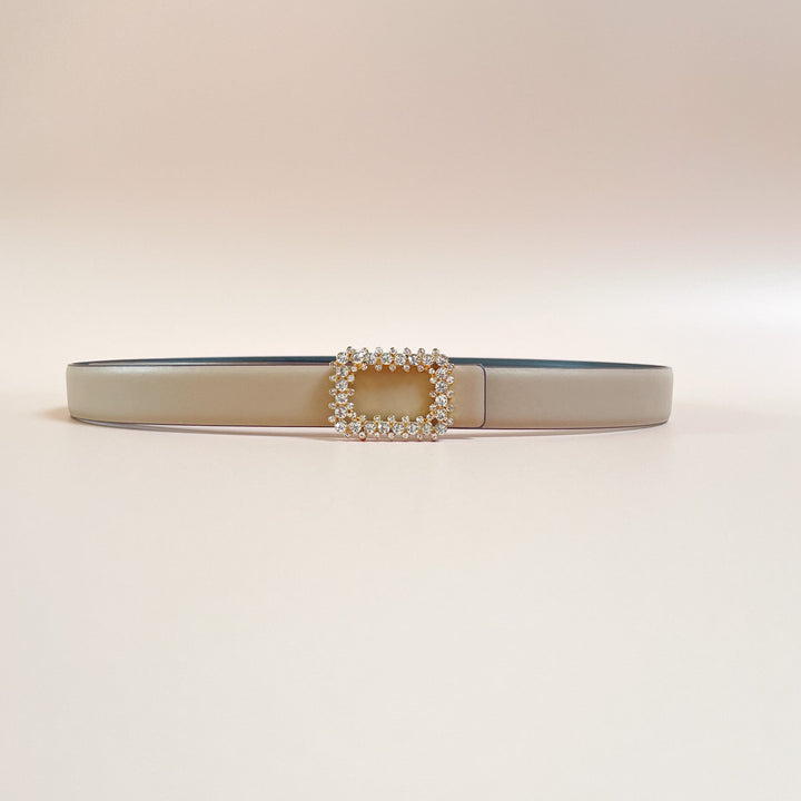 2.5CM CRYSTAL Smooth Leather Belt